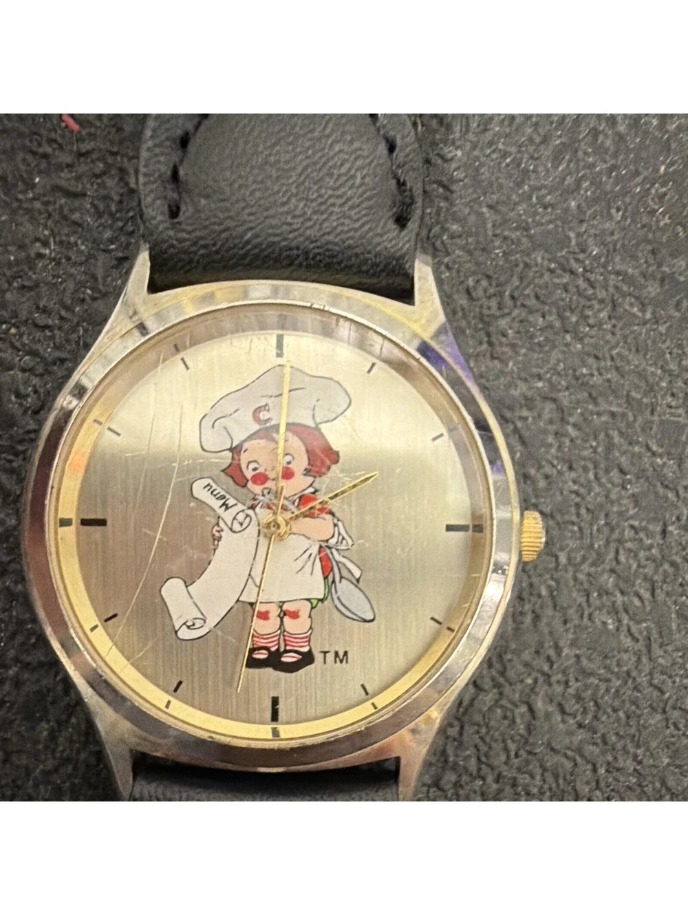 Vintage Unisex Quartz Analog Campbells Soup,Dial Watch, Gold Case